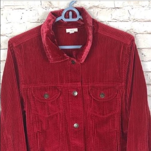 Red corduroy jacket. j. Jill - Picture 1 of 4